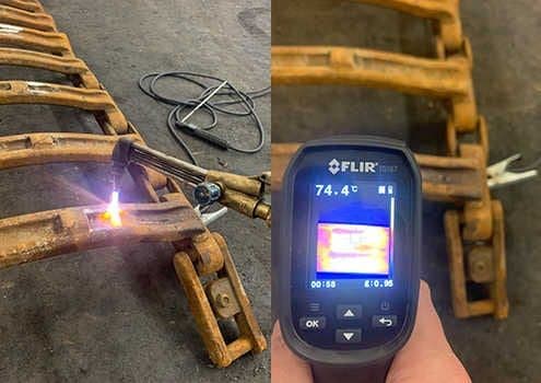Measuring the track plate temperature with an infrared thermometer
